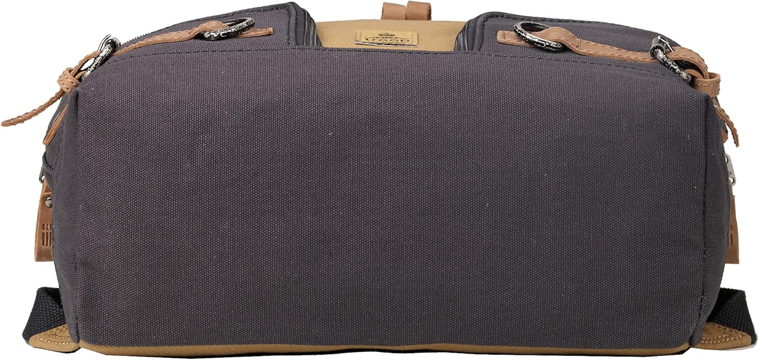 Heritage TRP0433 – Mochila de cuero de lona, elegante e informal, apta para tabletas, TRP0433 (marrón marino), Camel Azul Marino, Classic