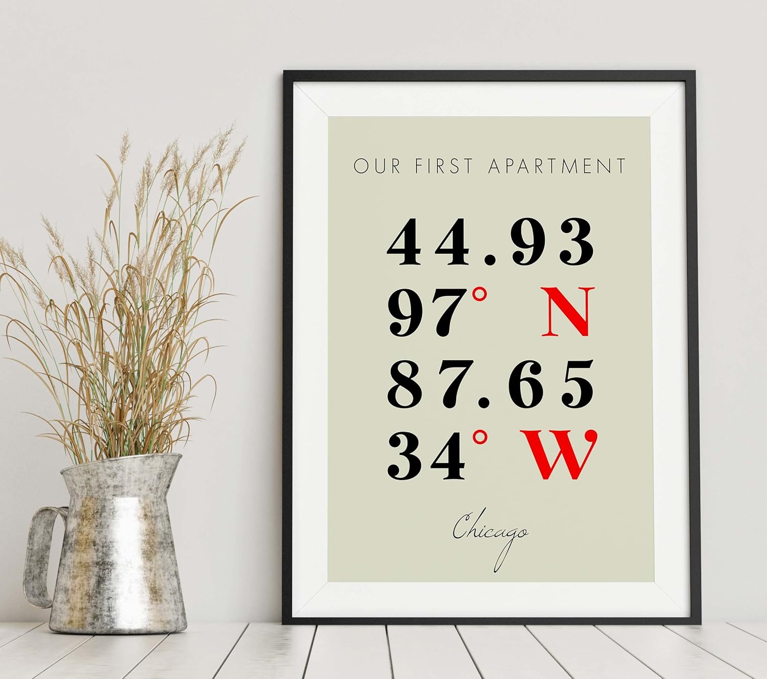 Map of Our First Apartment, Chicago, Multiline Coordinates Colored (36×48)