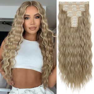 REECHO HE009 – 9 extensiones de cabello con clip de 24 pulgadas de grosor, largo, mini onda de sirena, lujosa, ligera, tecnología japonesa, fibra REECHO HE009 – 9 extensiones de cabello con clip de 24 pulgadas de grosor, largo, mini onda de sirena, lujosa, ligera, tecnología japonesa, fibra