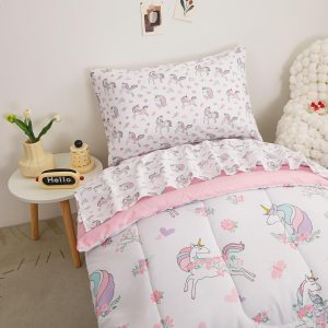 Viviland Juego de edredón de unicornio para niñas pequeñas, juego de ropa de cama de microfibra suave para niños pequeños Viviland Juego de edredón de unicornio para niñas pequeñas, juego de ropa de cama de microfibra suave para niños pequeños