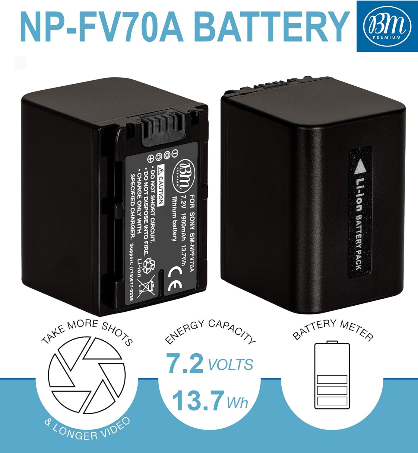 BM Premium NP-FV70A – Batería de alta capacidad para Sony FDR-AX30 FDR-AX33 FDR-AX53 FDR-AX700 FDR-AX100 FDR-AXP35 HXR-MC50 HXR-MC88 HX-RNX80