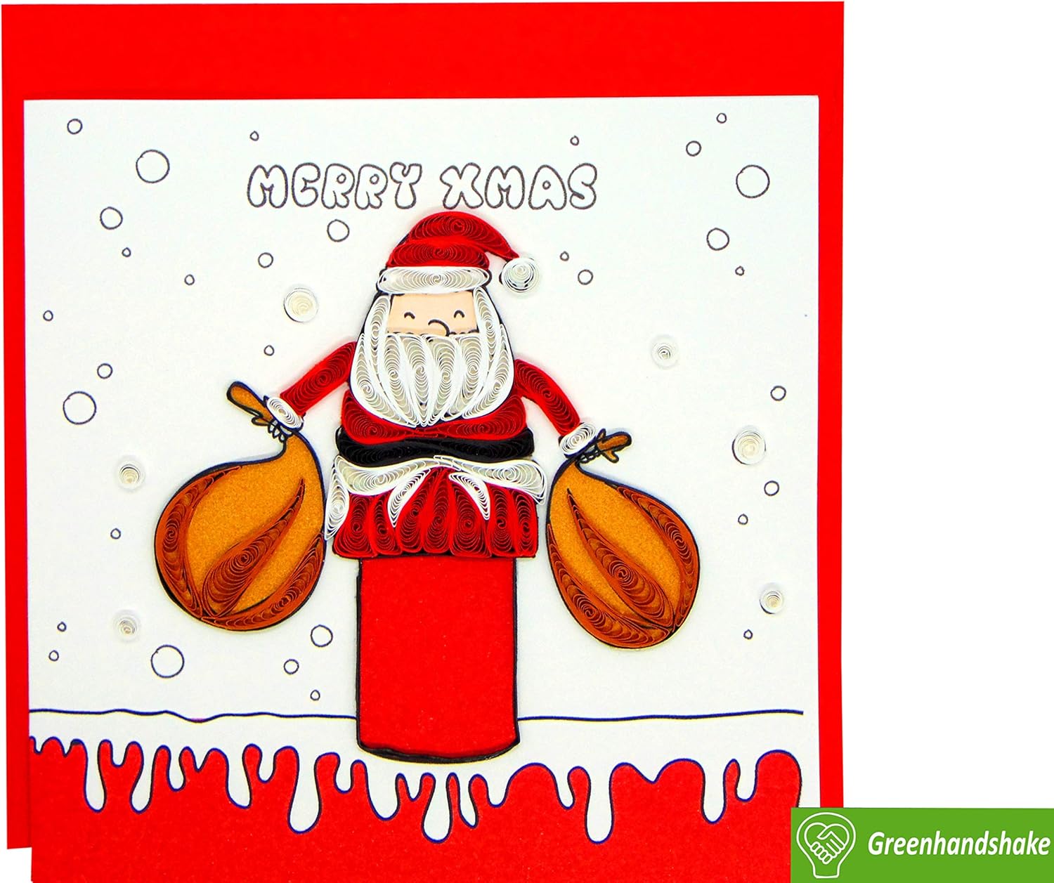 Tarjeta de Navidad Quilling Colección 3D  Tarjeta de felicitación única dedicada hecha a mano, diseño para todas las ocasiones (Santa Claus Climbing