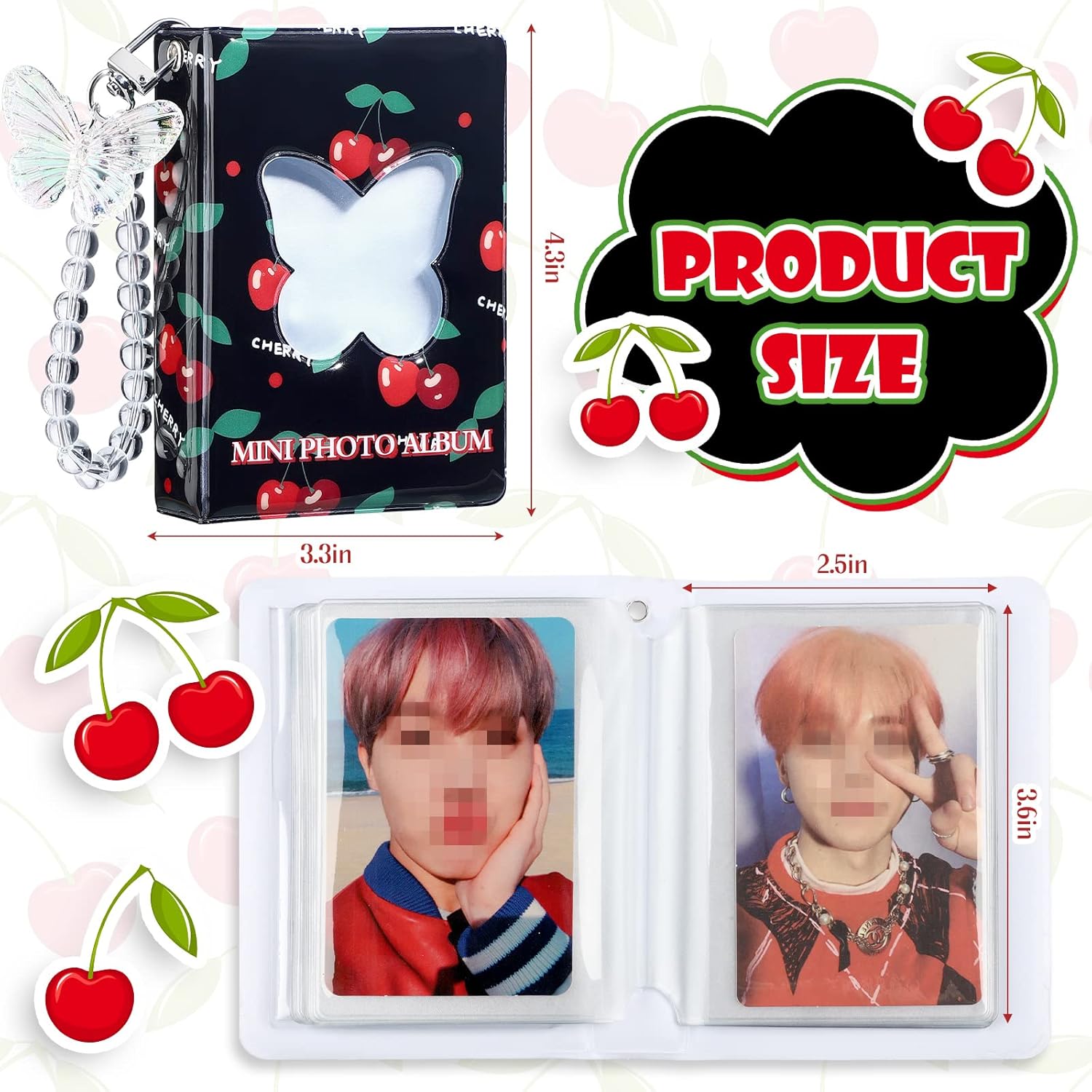Juego de 3 mini álbumes de fotos de 3 pulgadas, carpeta Kpop para tarjetas fotográficas Kpop, álbum Kpop con colgante y llavero de bricolaje para