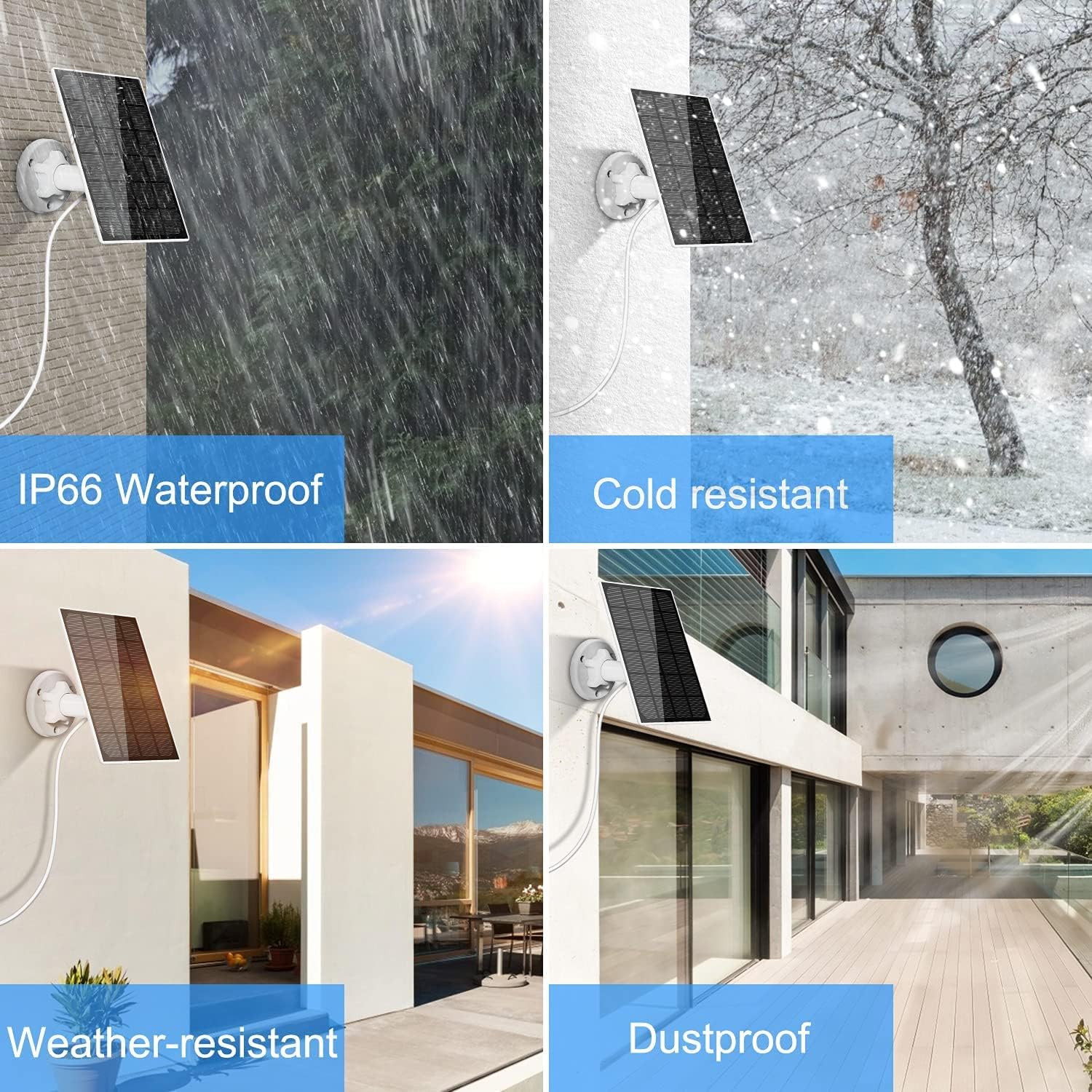 WESECUU Panel solar de 3 W para cámara de seguridad al aire libre compatible con cámara de vigilancia alimentada con batería recargable, energía