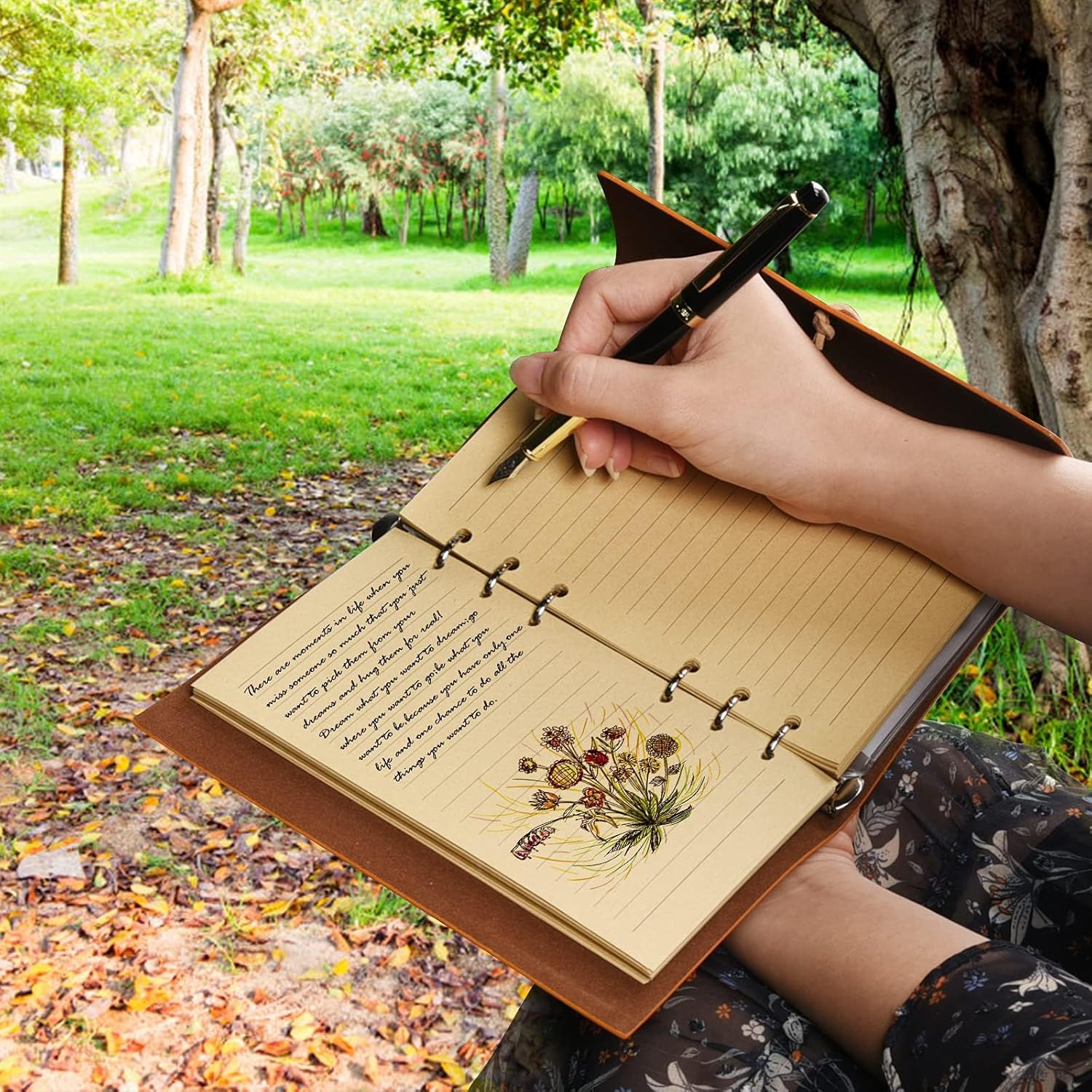 Diario de cuero, diario de viaje, diario vintage para mujeres y hombres, diario encuadernado en cuero para escribir, cuaderno de diario recargable
