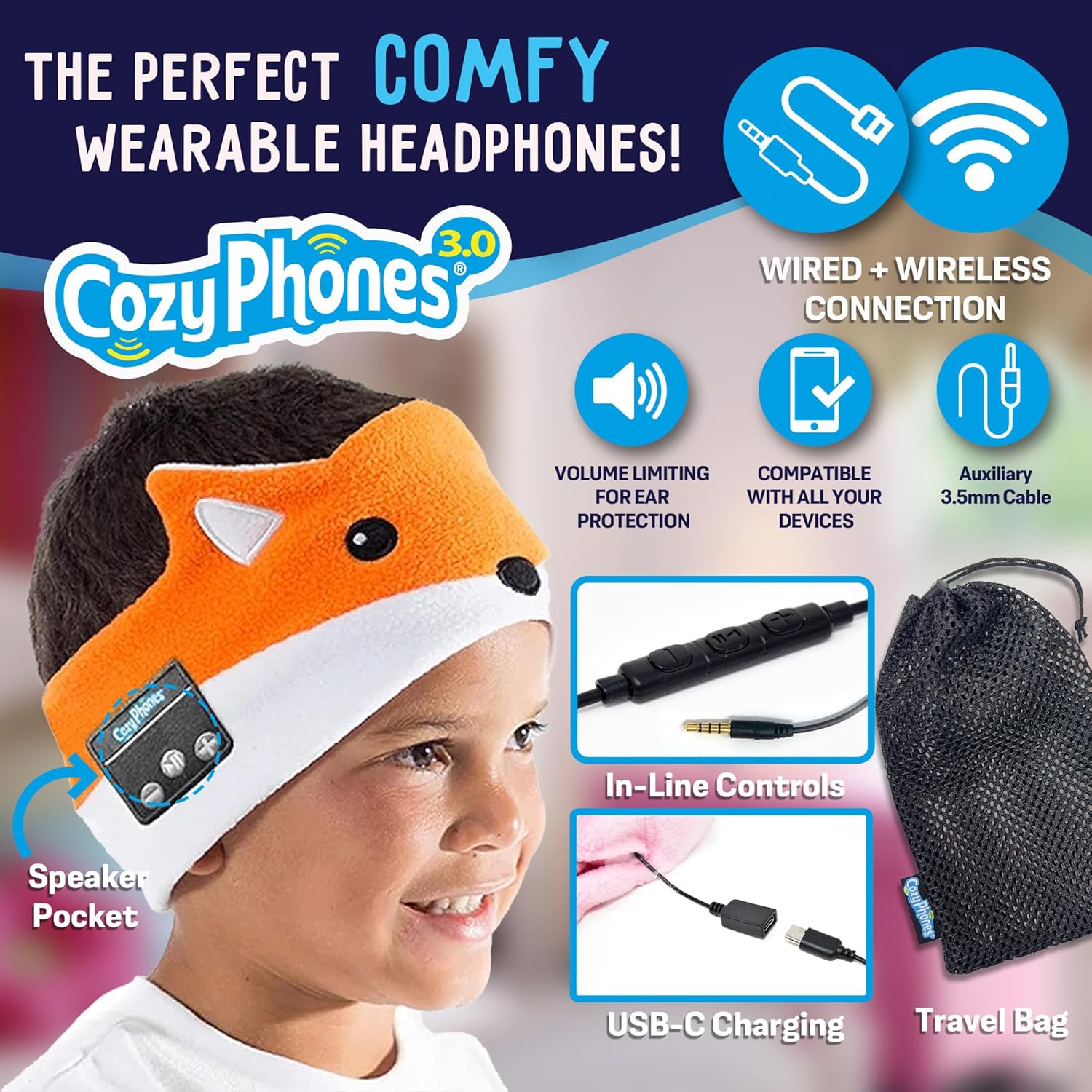 Auriculares inalámbricos para niños pequeños  para niñas y niños de 2 años  Auriculares con diadema para avión  Auriculares suaves seguros para