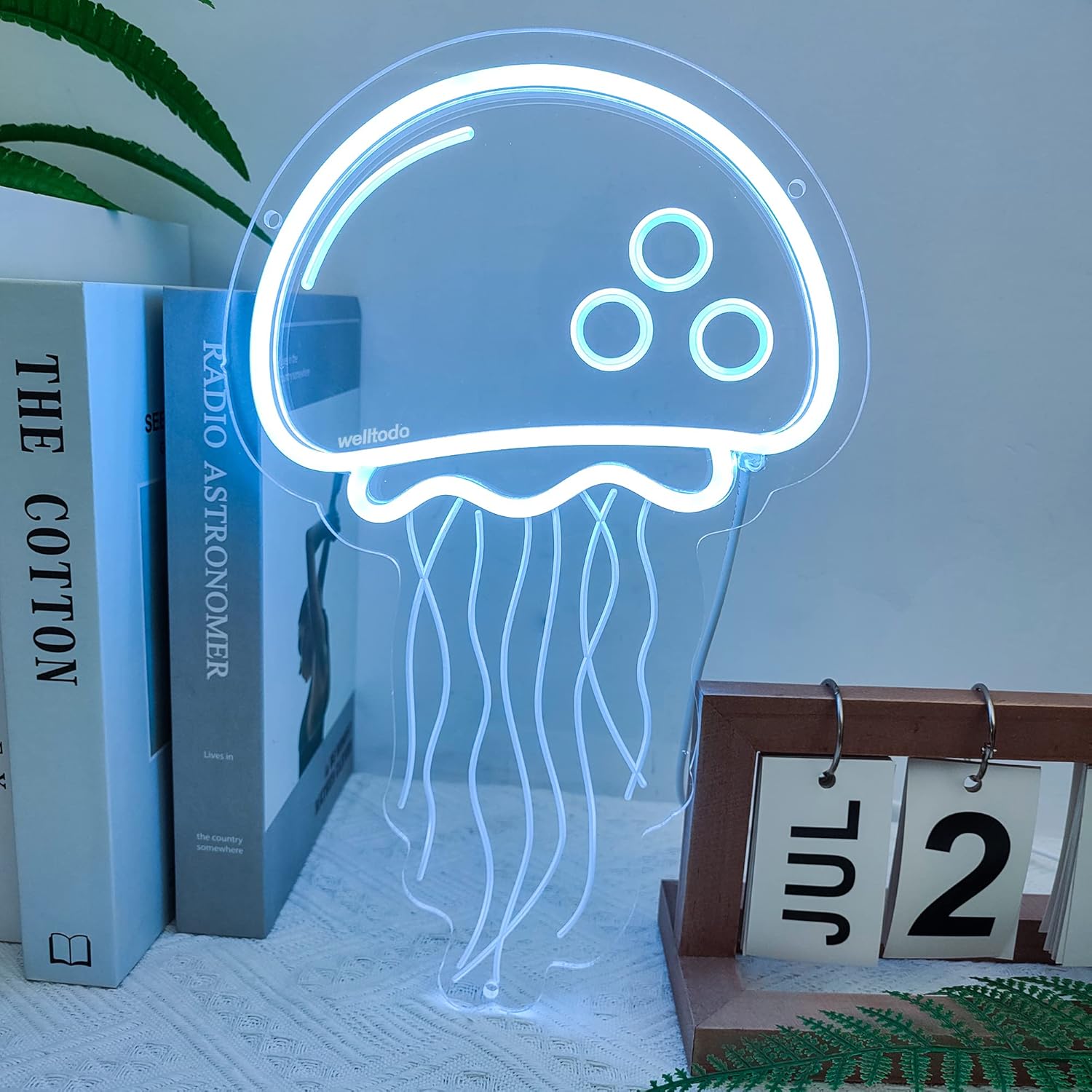 Letreros de neón de medusa, letrero de neón azul hielo frío para decoración de pared, letrero de luz LED de neón para dormitorio de niñas, sala de