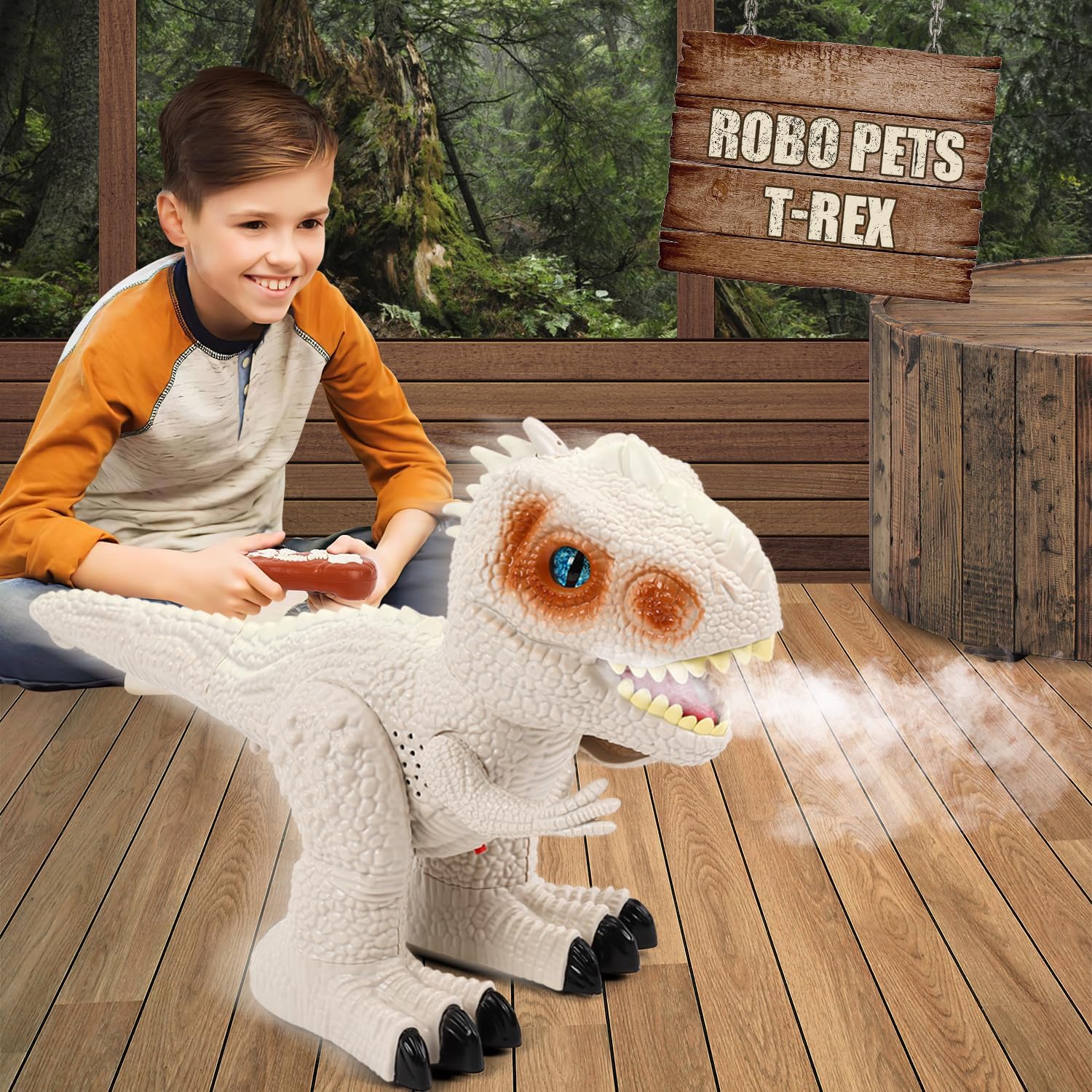 Juguetes de dinosaurio a control remoto para niños dinosaurio robot para niños, juguetes Jurassic T-rex RC Dino para niños pequeños, juguete de