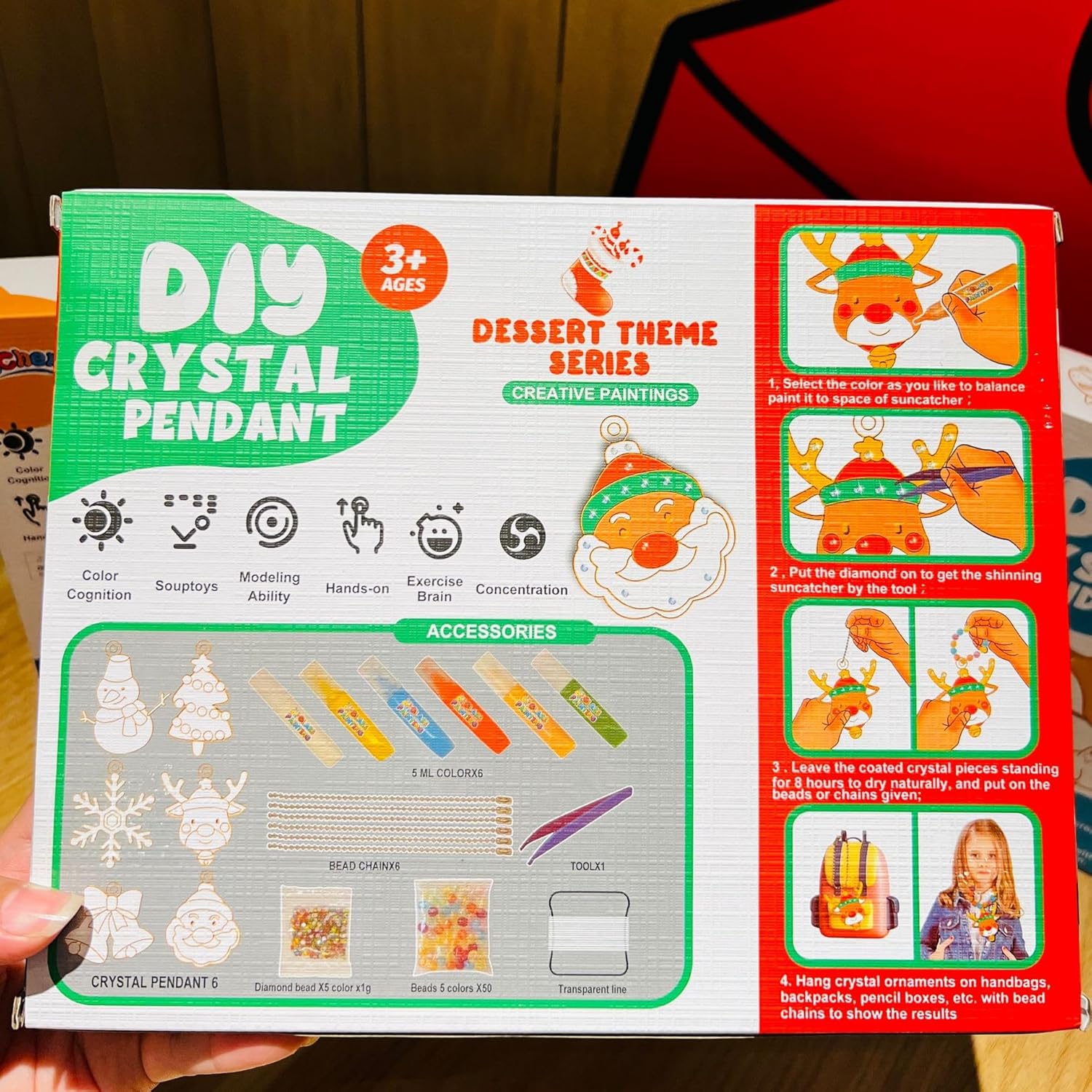 Juego de arte y manualidades de pintura de cristal de bricolaje, kit de colgante de cristal para Navidad, arte de ventana para niños, kits de arte
