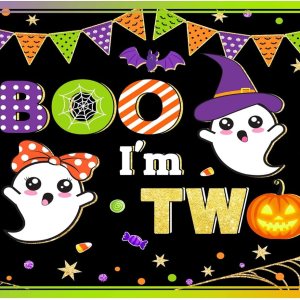 Funnytree Telón de fondo de fiesta de Halloween para niños y niñas, Halloween, Little Boo, I’m Two Theme Bday, suministros de decoración de Funnytree Telón de fondo de fiesta de Halloween para niños y niñas, Halloween, Little Boo, I’m Two Theme Bday, suministros de decoración de