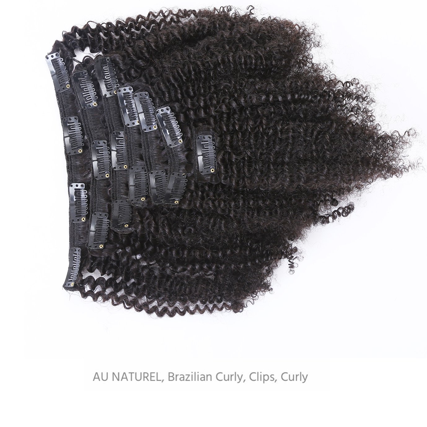 Anrosa Extensiones de cabello rizado tipo afro 3C 4A con clip, extensiones de cabello humano para mujeres negras, color natural Remy real 1B, negro