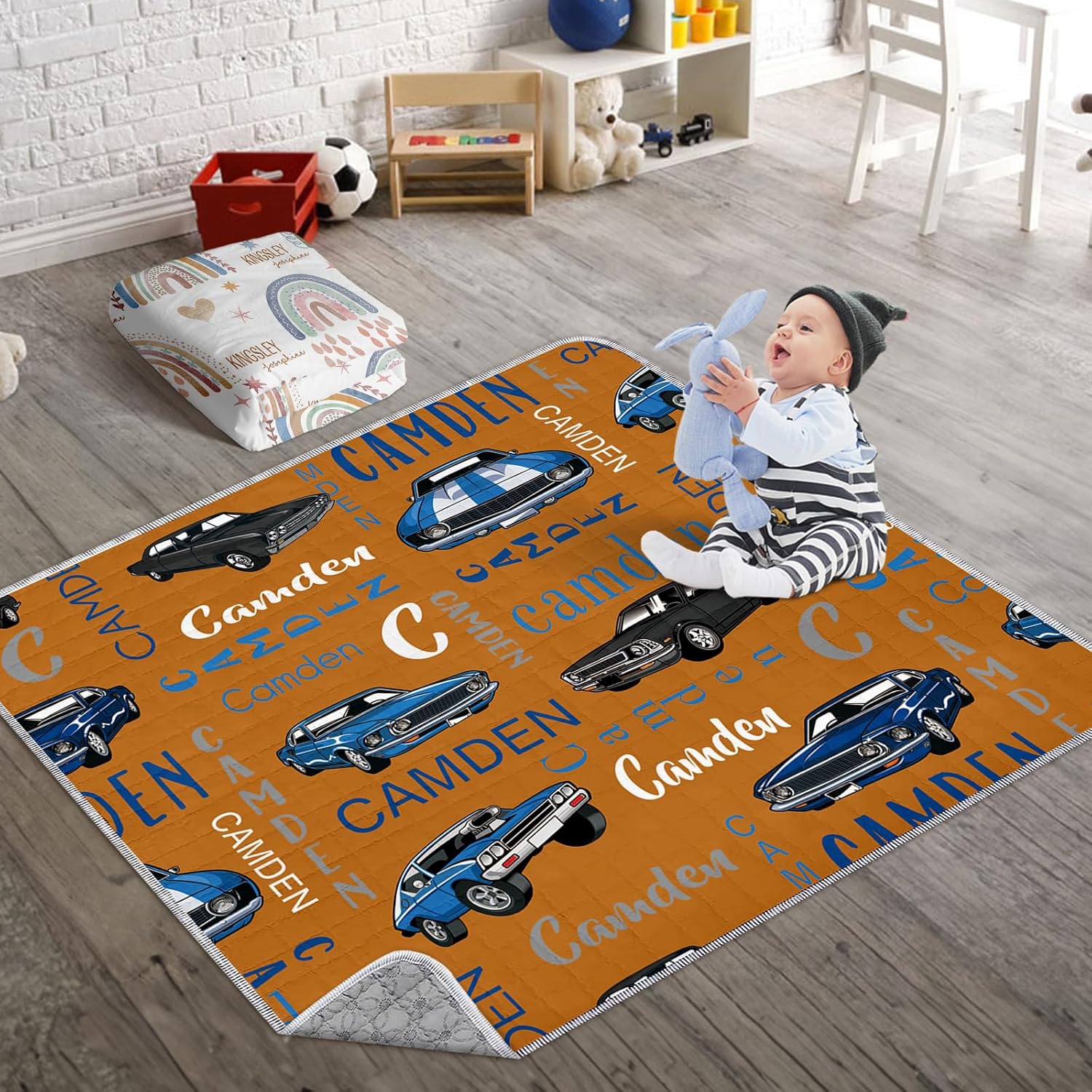 Alfombrillas de juego personalizadas para bebé alfombrilla plegable personalizada para gatear para niños pequeños, alfombra de juego para bebé de 43