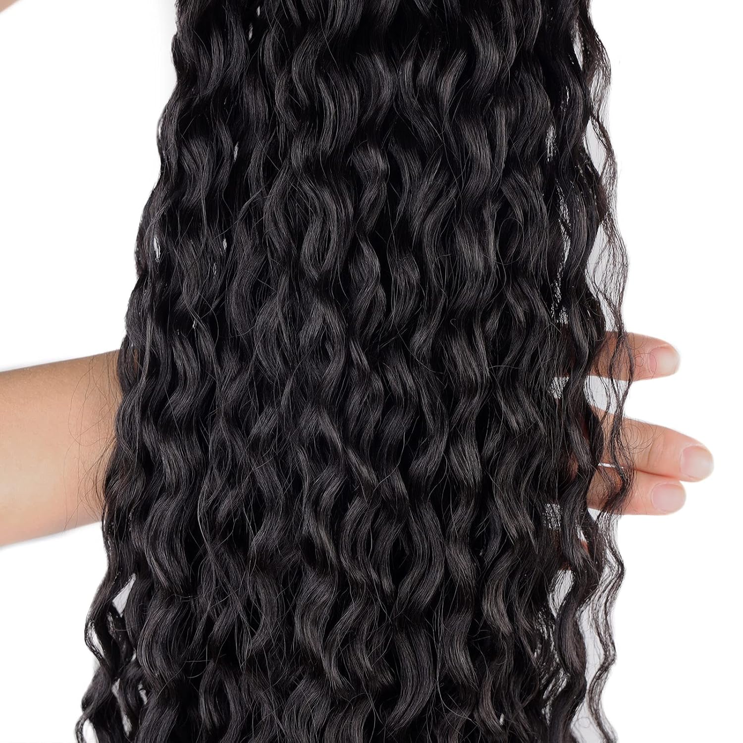 Extensión de cola de caballo larga y rizada con cordón de 24 pulgadas, extensiones de cola de caballo sintética con clip para mujeres negras (1#)