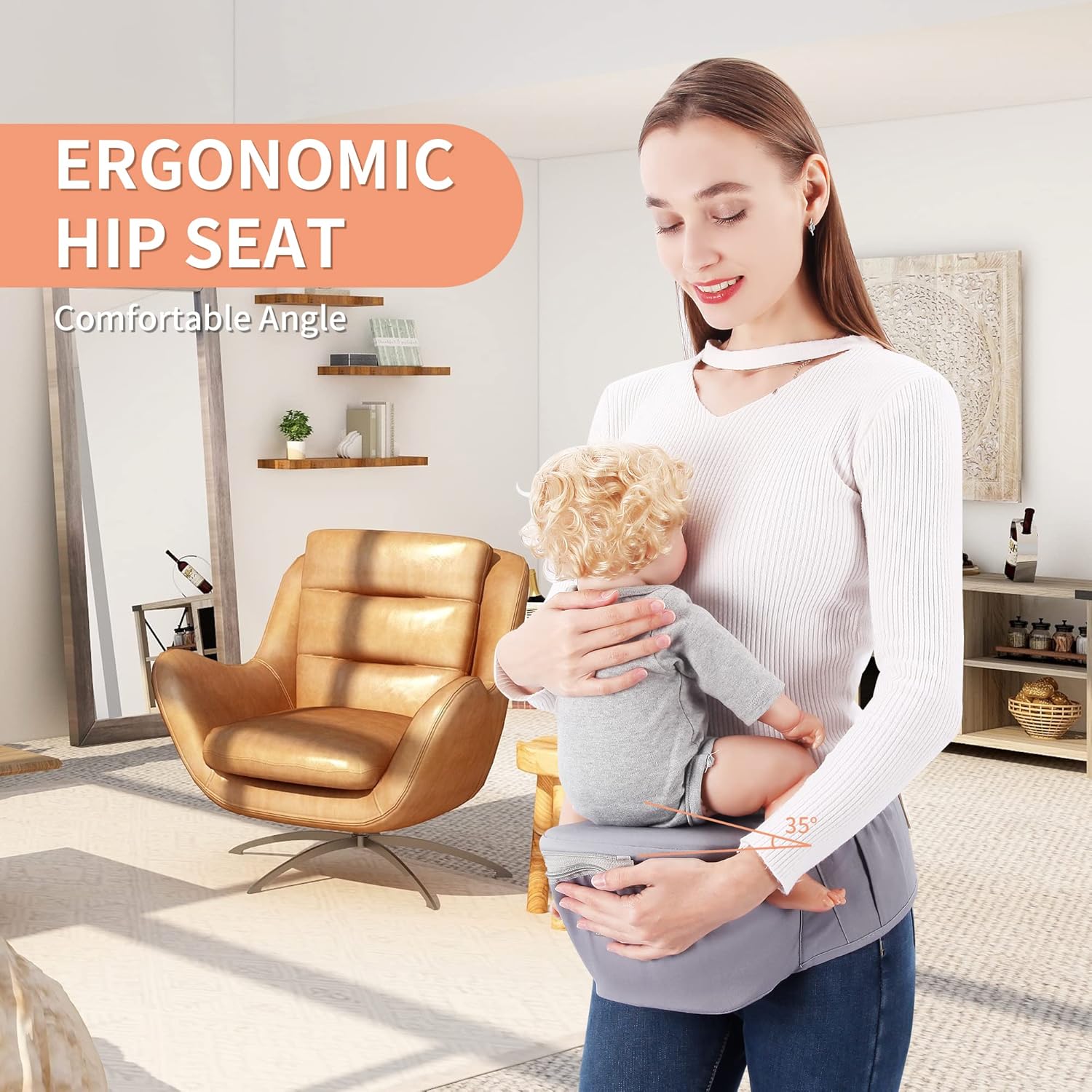 Portabebés para recién nacidos a niños pequeños, 6 en 1 con asiento de cadera completo para todas las estaciones, mochila ajustable y extraíble con