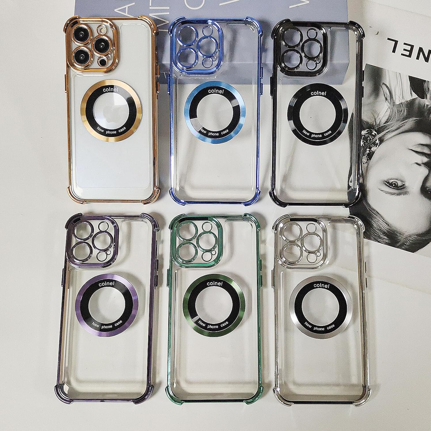Eiyikof Funda magnética transparente para iPhone 13 Pro Max, protección de lujo brillante en las cuatro esquinas, a prueba de golpes, de grado