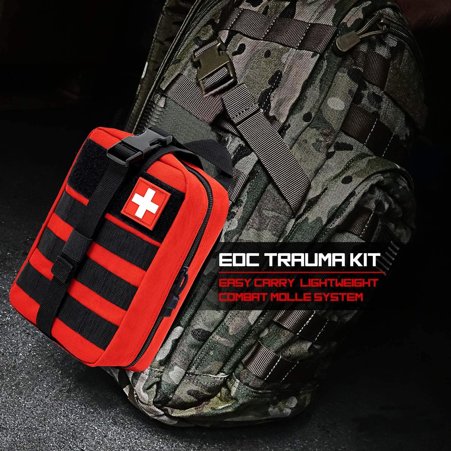 IFAK Kit de trauma, kit de primeros auxilios médicos militares con torniquete, bolsa de supervivencia de emergencia para suministros de equipo de