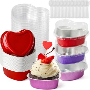 R HORSE 30 juegos de moldes para tartas en forma de corazón con tapa, recipiente multicolor para magdalenas, hojalata, papel de aluminio, taza para R HORSE 30 juegos de moldes para tartas en forma de corazón con tapa, recipiente multicolor para magdalenas, hojalata, papel de aluminio, taza para