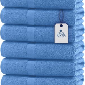 DAN RIVER Juego de 6 toallas de baño 100% algodón, suaves y ligeras, medianas ideales para piscina, hogar, gimnasio, spa, hotel y uso diario, color DAN RIVER Juego de 6 toallas de baño 100% algodón, suaves y ligeras, medianas ideales para piscina, hogar, gimnasio, spa, hotel y uso diario, color