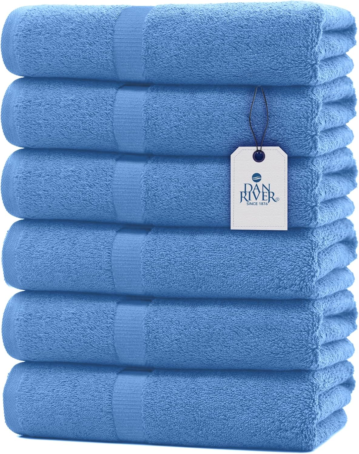 DAN RIVER Juego de 6 toallas de baño 100% algodón, suaves y ligeras, medianas ideales para piscina, hogar, gimnasio, spa, hotel y uso diario, color