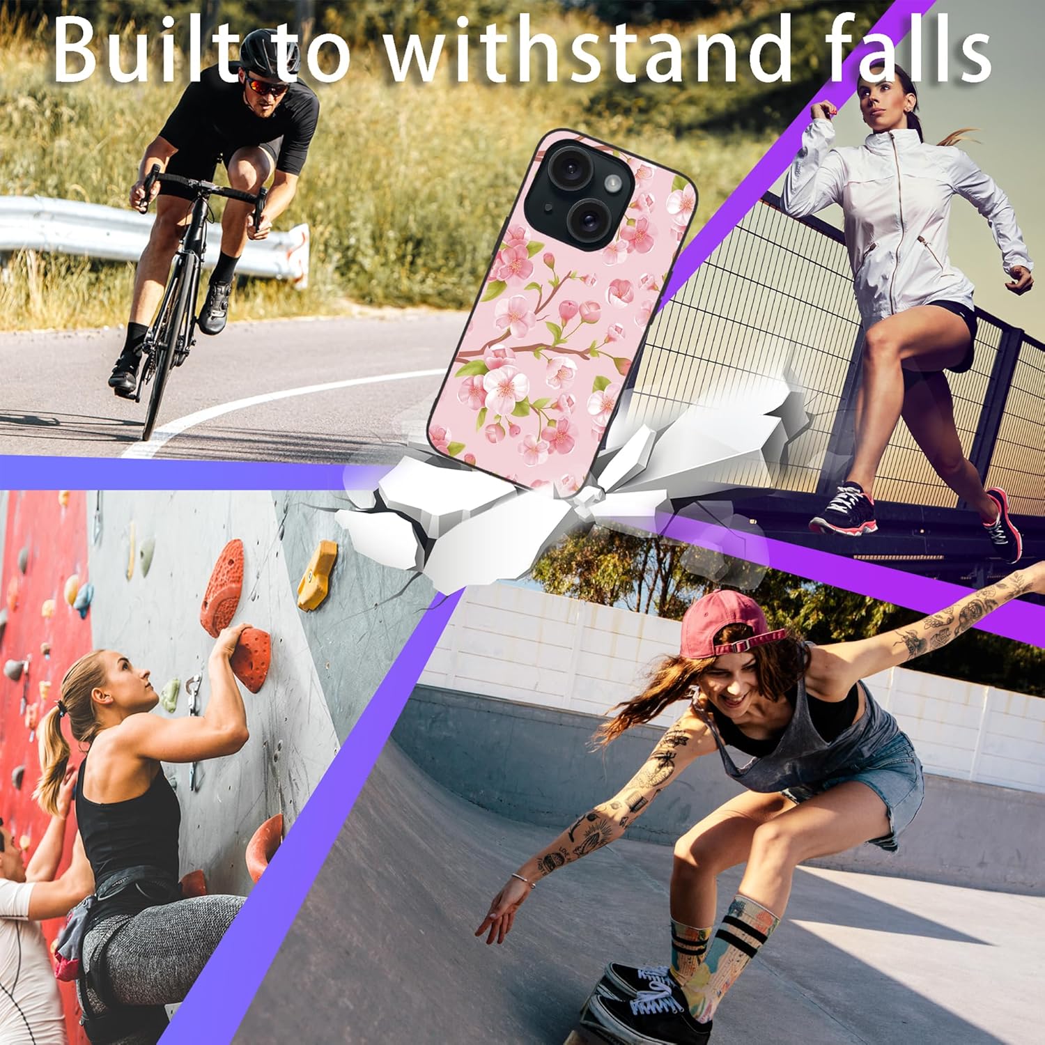 Losthll Funda compatible con iPhone 15 Plus, funda de teléfono con diseño de flores de cerezo, goma de silicona líquida suave, a prueba de golpes,