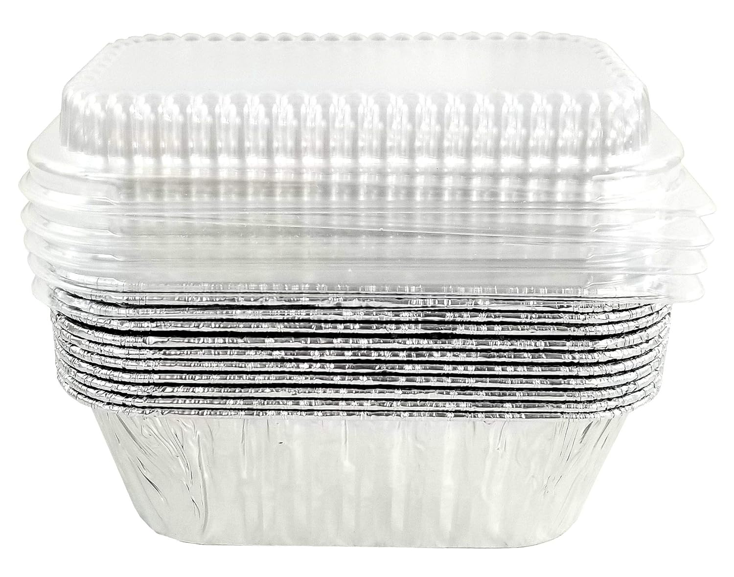 Handi-Foil 1 libra de aluminio mini-panmolde para hornear pan con tapa transparente de cúpula baja, 100paquete (paquete de 100)