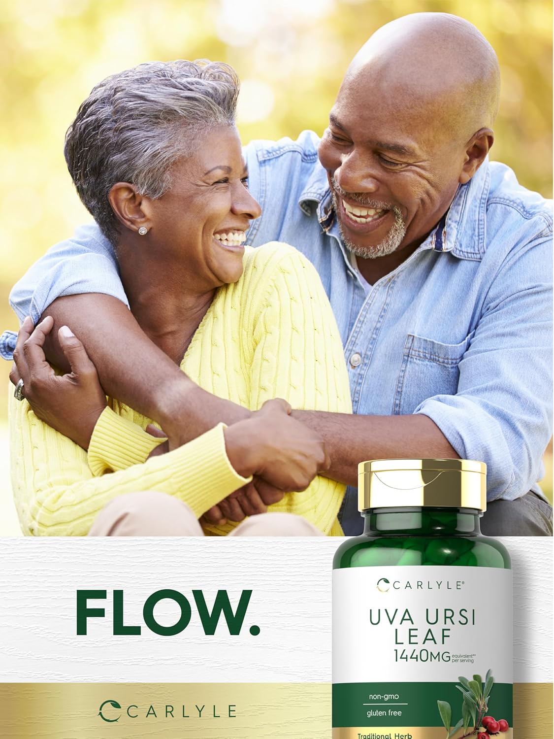 Carlyle Uva Ursi Cápsulas  1440 mg  150 unidades  Extracto de hoja de hierbas  Sin OMG  Suplemento sin gluten