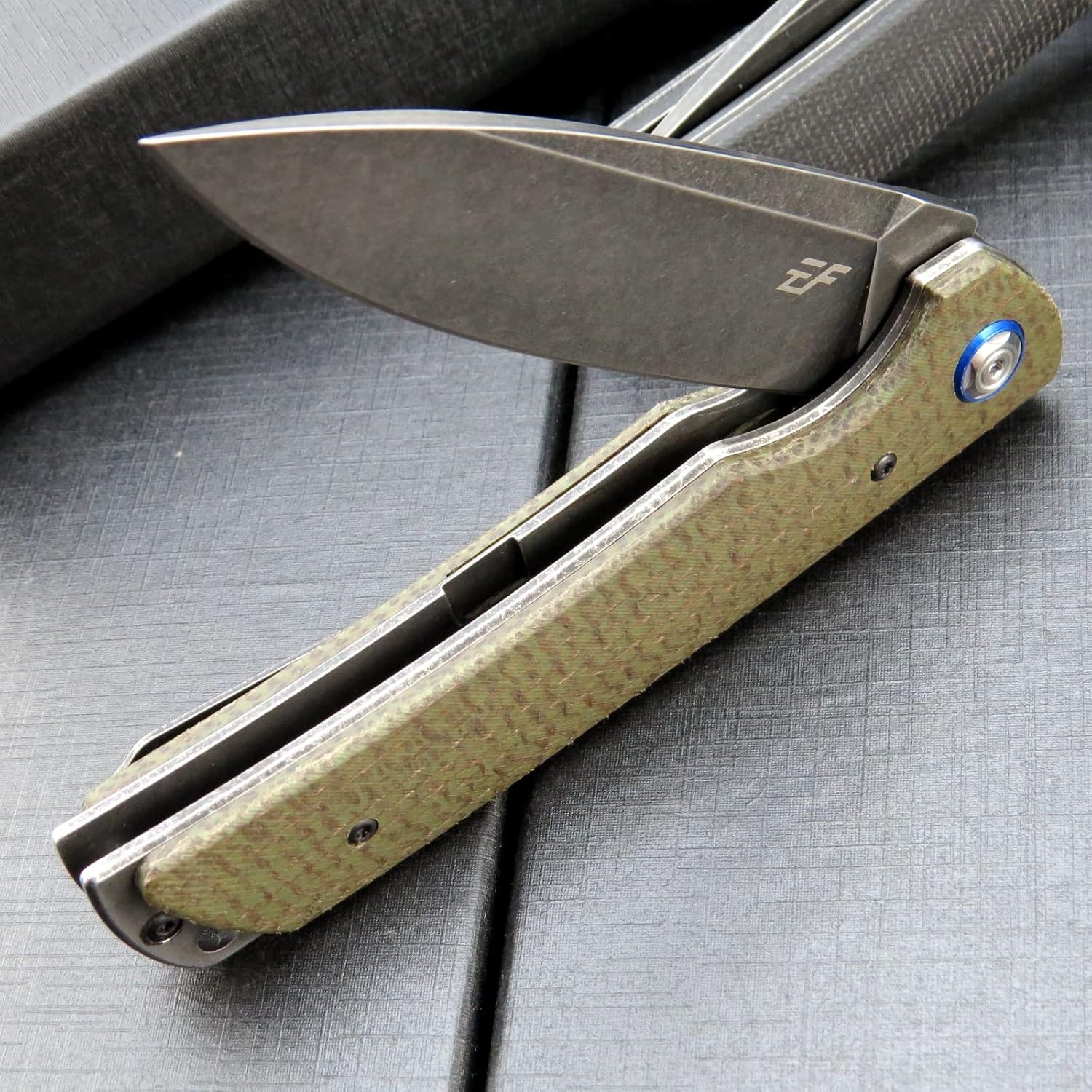 Eafengrow EF973 Cuchillo plegable, hoja de acero D2, mango de micarta, carpeta de bolsillo para trabajo, camping, senderismo, EDC herramienta