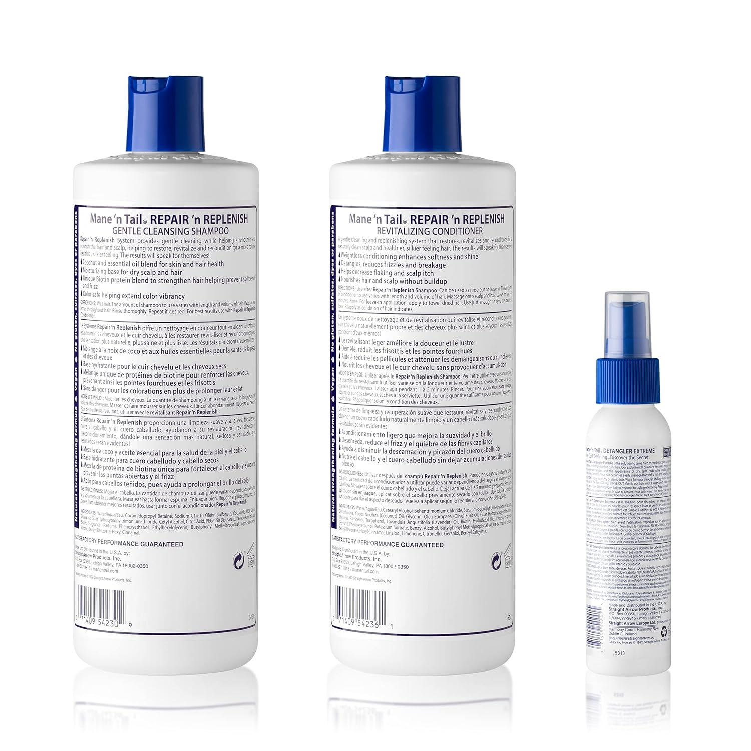 Mane ‘n Tail Sistema de limpieza y reposición suave sin sulfato para rizos de cabello natural y rizado fórmula vegana (15.2 juegos con desenredante)