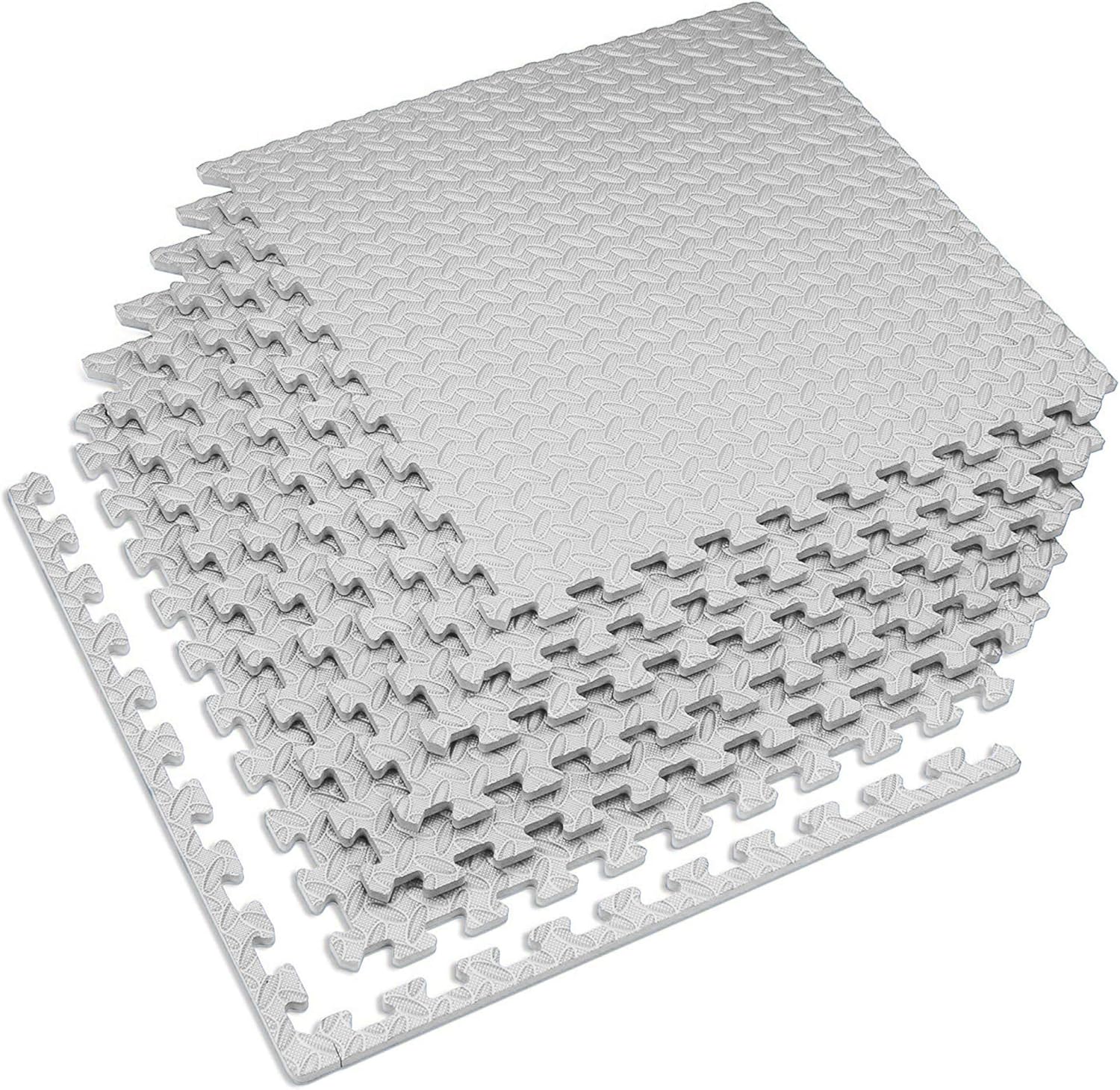 Velotas 12 Inch Interlocking EVA Foam Personal Fitness Mat, Diamond Plate Exercise Mats for Indoor Workout