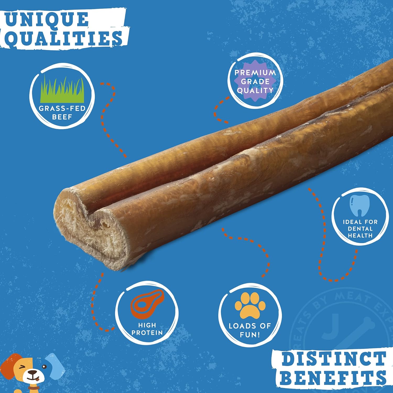 Jack&Pup – Palitos masticables de alta calidad de 6 pulgadas de grosor para perros medianos, palitos de matón para perros pequeños, palitos de matón