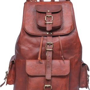 ANUENT Mochila de cuero vintage de 20 pulgadas para hombres y mujeres, bolsa de viaje y portátil marrón oscuro, mochila grande y mochila, perfecta ANUENT Mochila de cuero vintage de 20 pulgadas para hombres y mujeres, bolsa de viaje y portátil marrón oscuro, mochila grande y mochila, perfecta