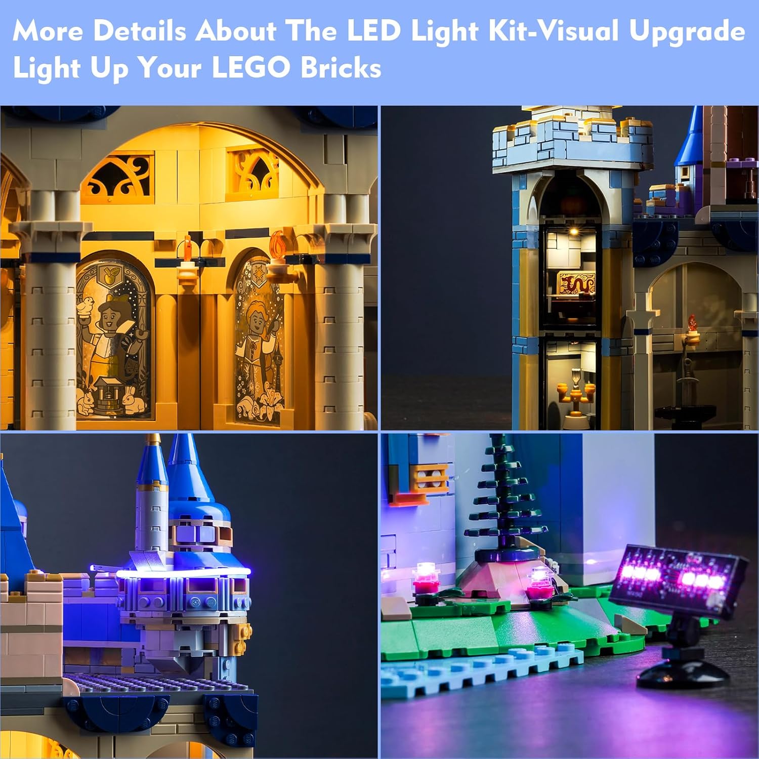 Kit de luces LED para Lego Disney Castle, versión mejorada de control de luz, juego de iluminación creativo, accesorios compatibles con Lego con