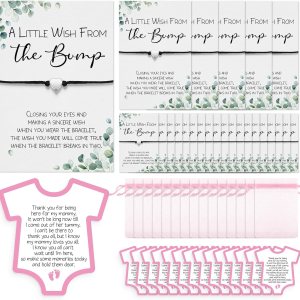 25 juegos de regalos de fiesta de baby shower para invitados, 25 pulseras de baby shower, pulseras de deseos con dije de corazón, 25 tarjetas de 25 juegos de regalos de fiesta de baby shower para invitados, 25 pulseras de baby shower, pulseras de deseos con dije de corazón, 25 tarjetas de