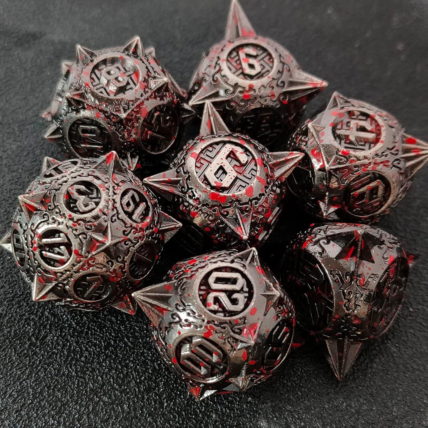 Juego de dados de metal DND, dados de punta redonda, 7 dados poliédricos, MTG Pathfinder D20, juego para juegos de rol RPG, juego de dados D20,