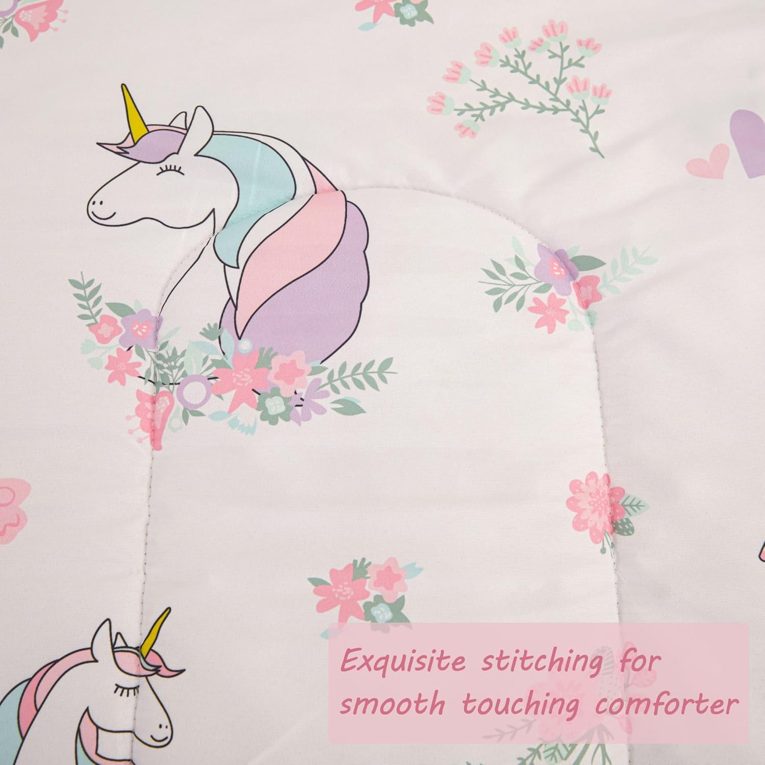 Viviland Juego de edredón de unicornio para niñas pequeñas, juego de ropa de cama de microfibra suave para niños pequeños