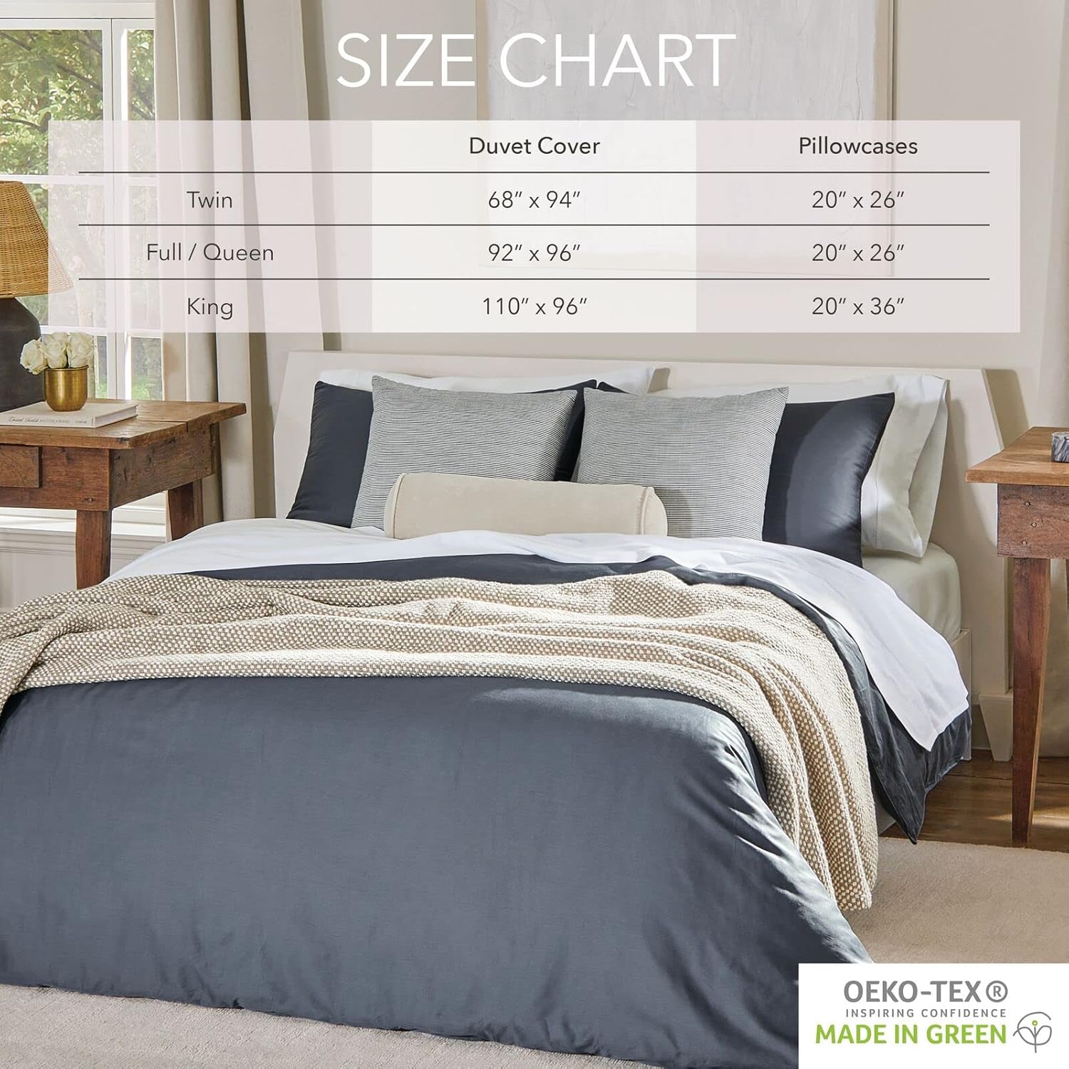 Nate Home by Nate Berkus – Funda de edredón de satén de algodón de lujo de 300 hilos, 3 piezas, ultra suave, fresco, juego de ropa de cama de