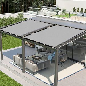 Tela de sombra 90% de bloqueo de rayos UV de 12 x 14 pies, rectangular gris con encuadernación negra, ojales, permeable al agua y al aire, cubierta Tela de sombra 90% de bloqueo de rayos UV de 12 x 14 pies, rectangular gris con encuadernación negra, ojales, permeable al agua y al aire, cubierta