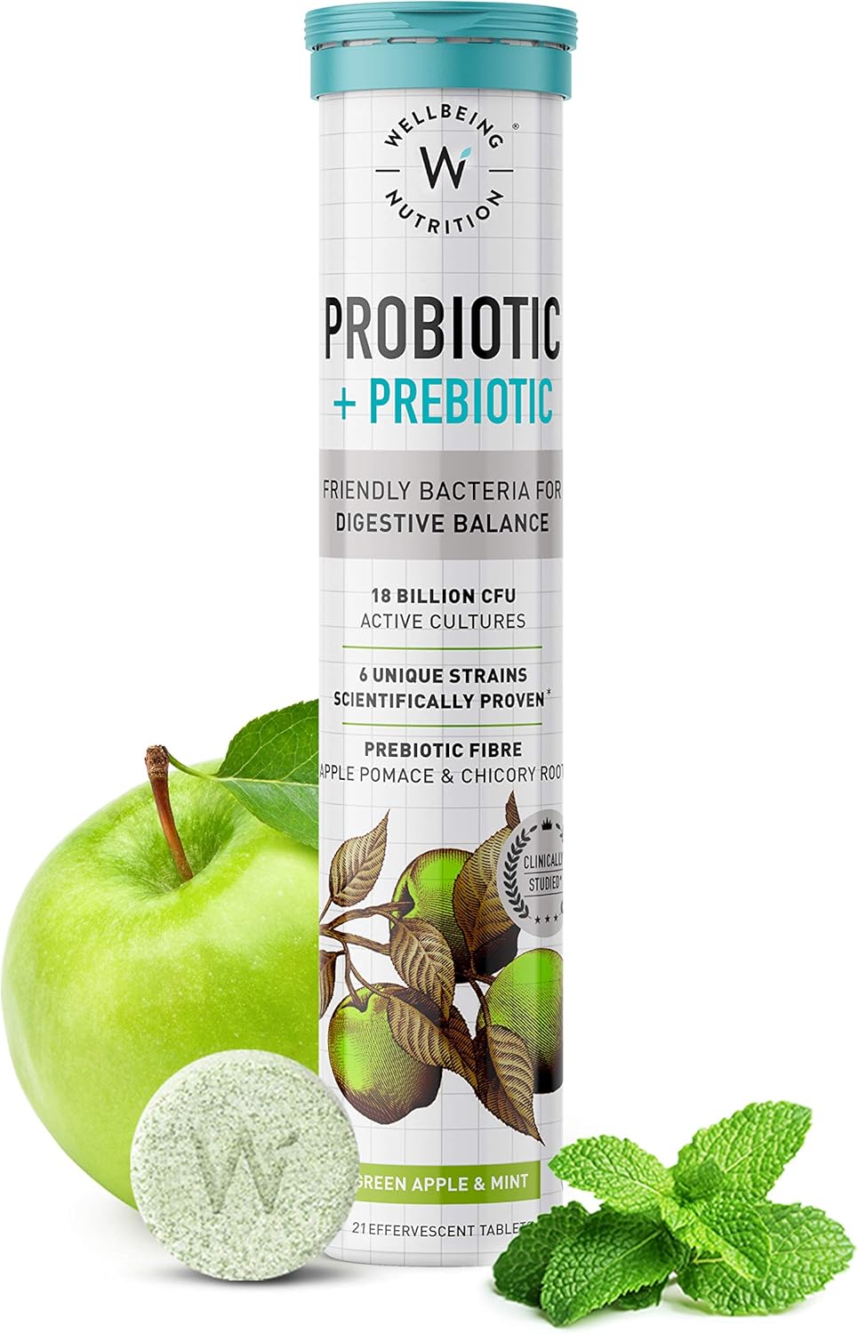 Wellbeing Nutrition Probióticos diarios + prebióticos  Mejora el metabolismo, el alivio de la acidez, la digestión y la salud intestinal  Suplemento