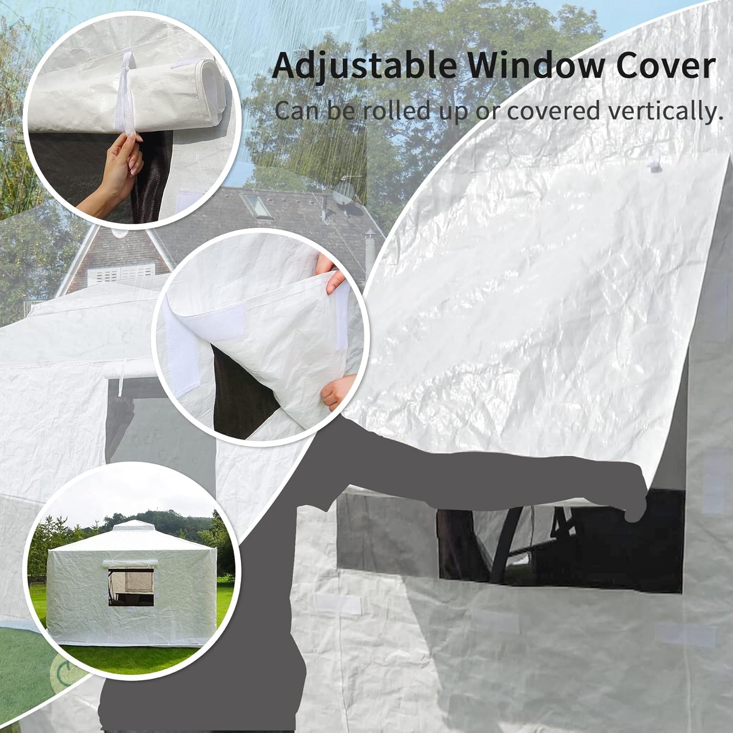 Domi Outdoor Living – Cubierta universal de invierno para cenadores de tapa dura, cubierta cerrada con paredes laterales y ventanas de malla,