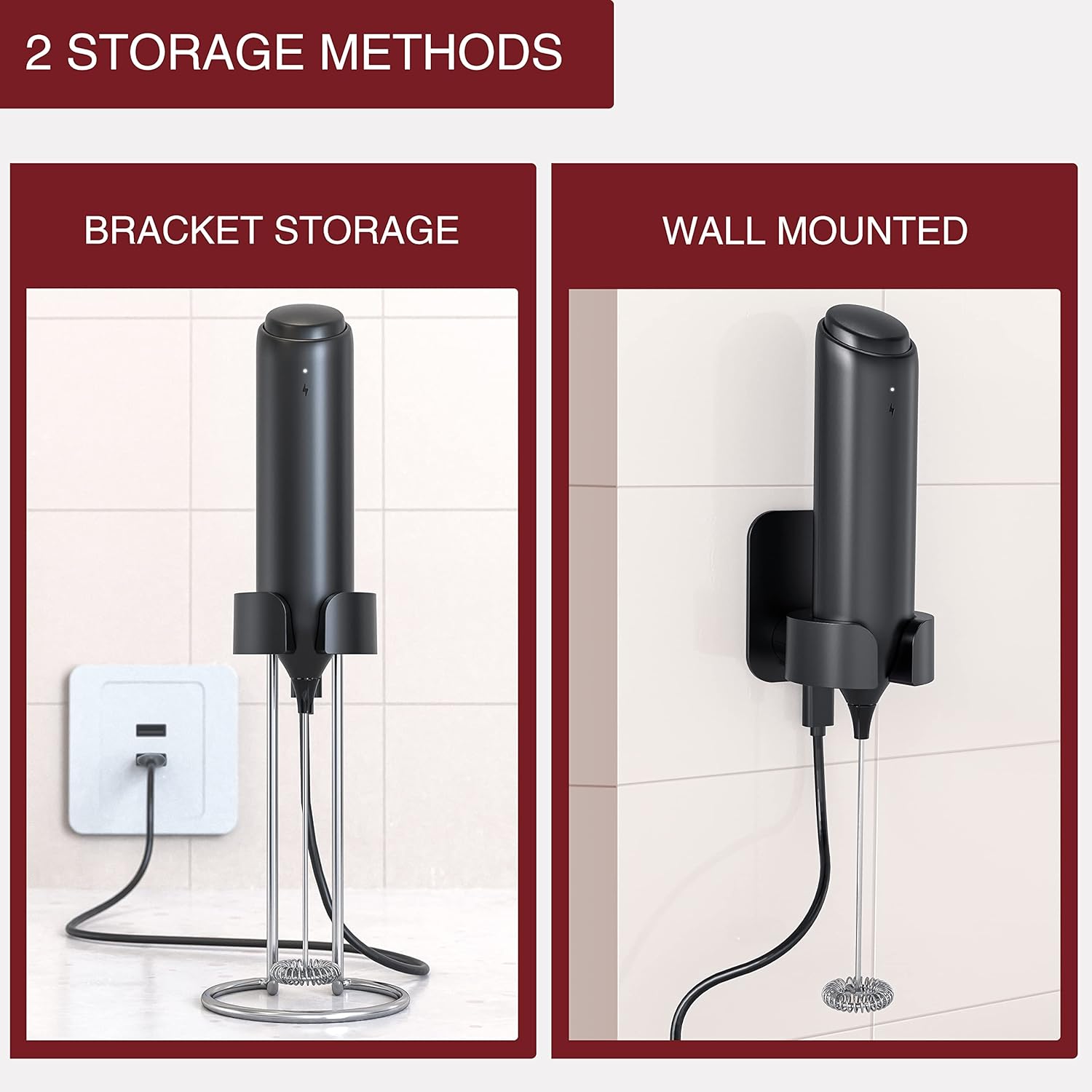 Espumador de leche recargable de mano, espumador de café AdanZst de mano con soporte de carga USB, mezclador eléctrico de mano, mini batidor