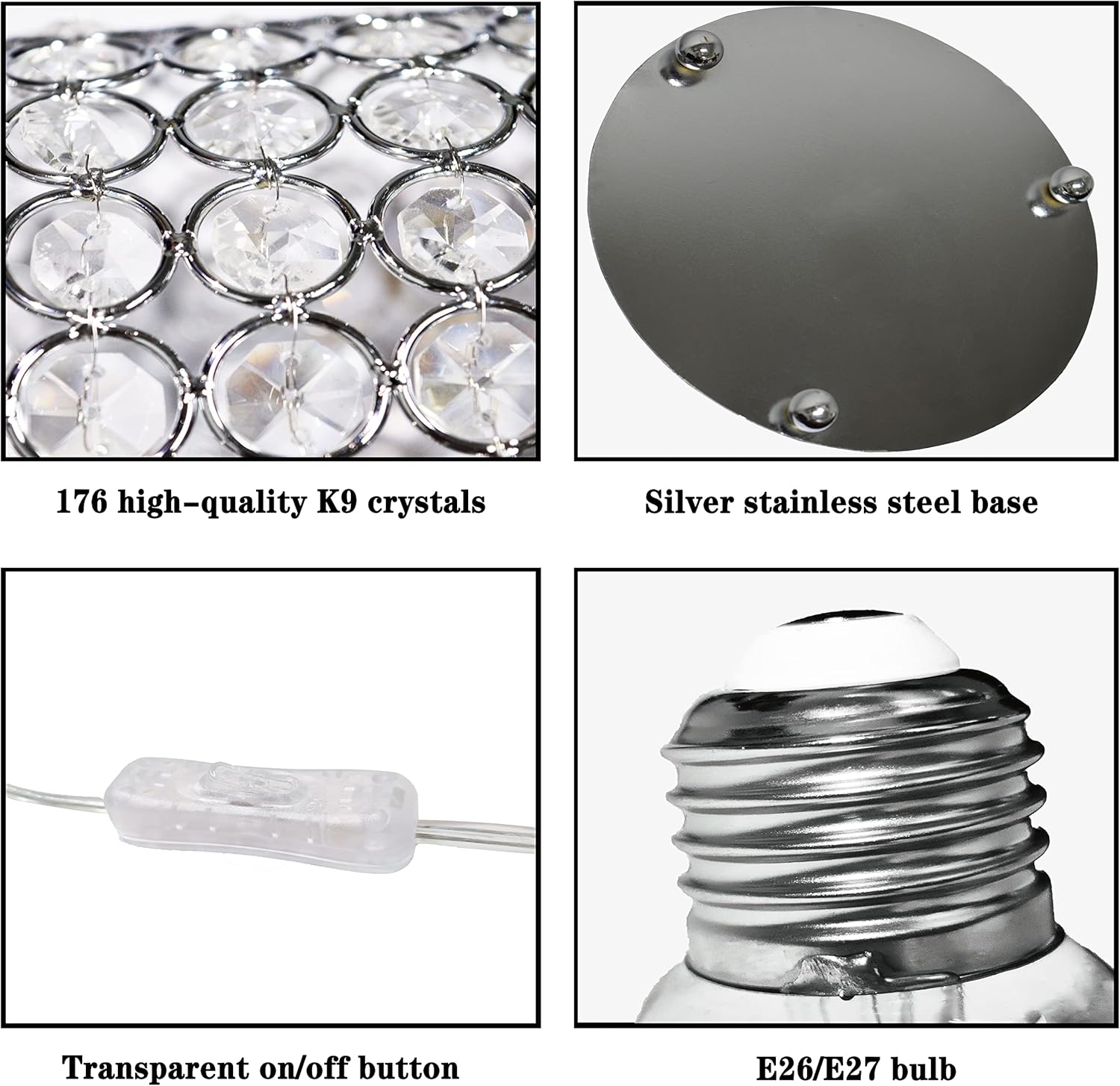 Lámpara de mesa de cristal K9, estilo moderno, decorativa, para dormitorio, mesita de noche, sala de estar, estantería (con enchufe)