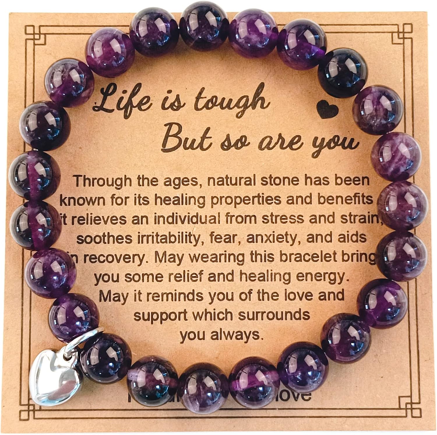 YOYONY Pulseras de cuentas de piedras preciosas naturales curativas, alivio del estrés, tensión, dolor, ansiedad, recuperación de cuentas, pulseras