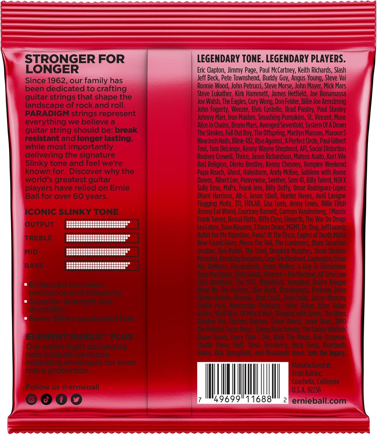 Ernie Ball Burly Slinky Paradigm – Cuerdas para guitarra eléctrica, 11-52 (P02016)