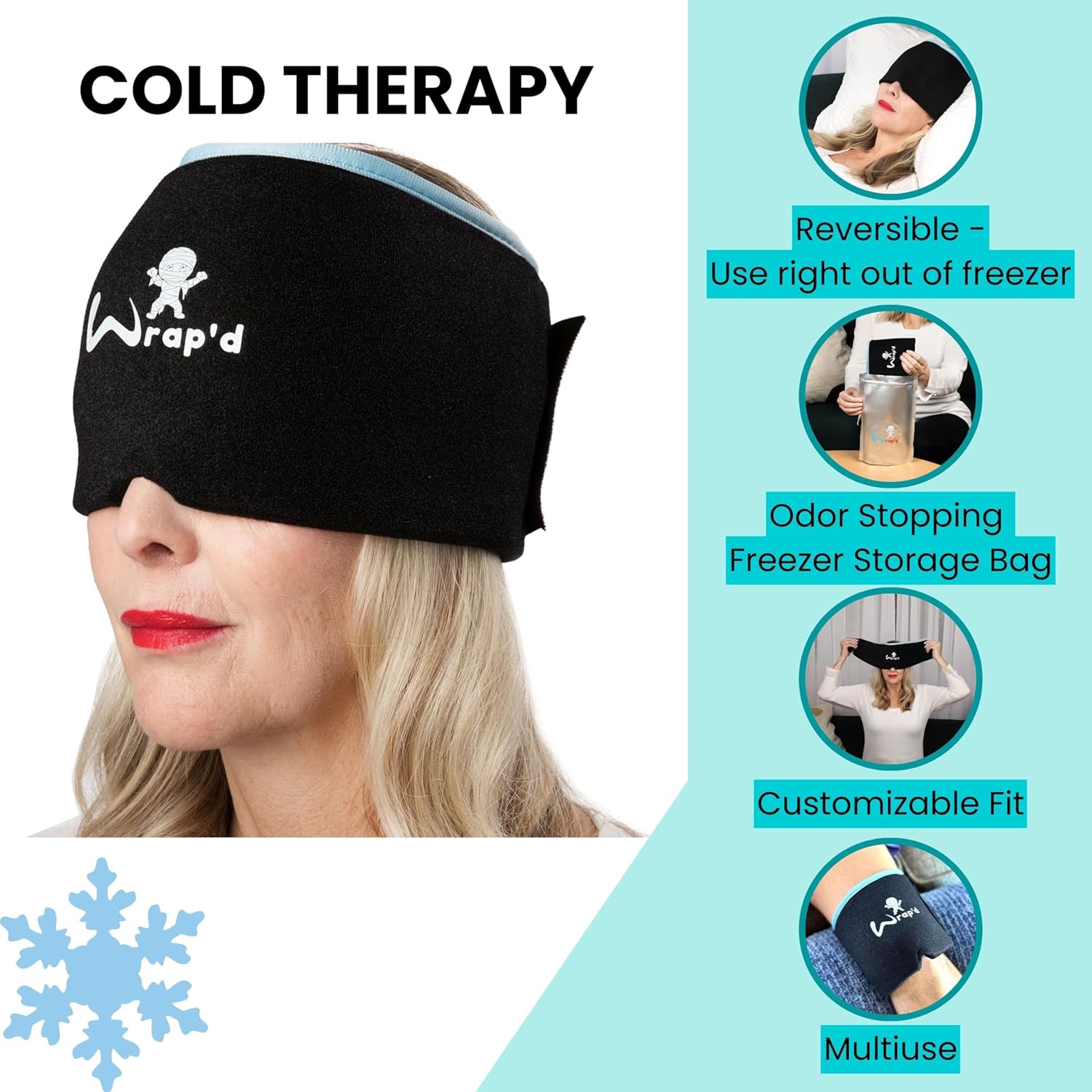 Gorra para aliviar la migraña vuelve a la vida! Juego de sombreros para migraña con 2 envolturas, clip de acupresión magnético, guía de acupresión,