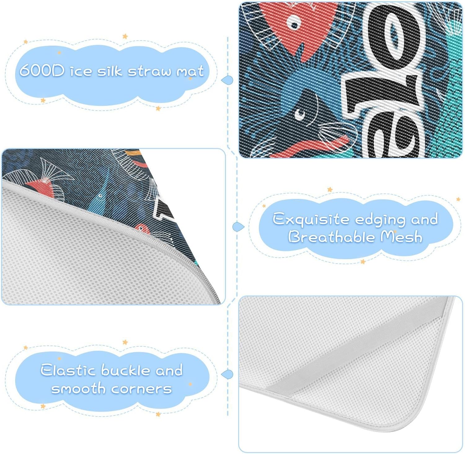 Custom Sea Animals Crib Mattress Protector Pad for Boys Girls Baby Ice Silk Mat Bed Toddler Mattress Pads Bed Wetting Pads Mat Set for Girls Boys,