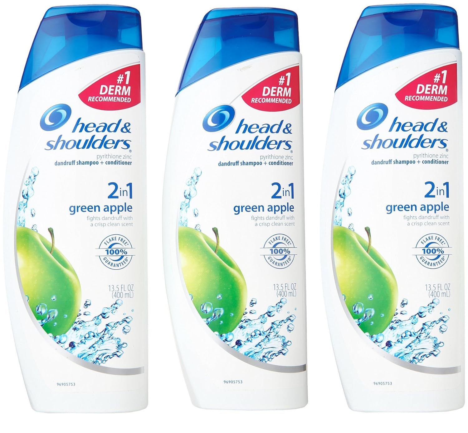 Head & Shoulders Champú 2 en 1 para la caspa + acondicionador, manzana verde, 13.5 onzas (paquete de 4)