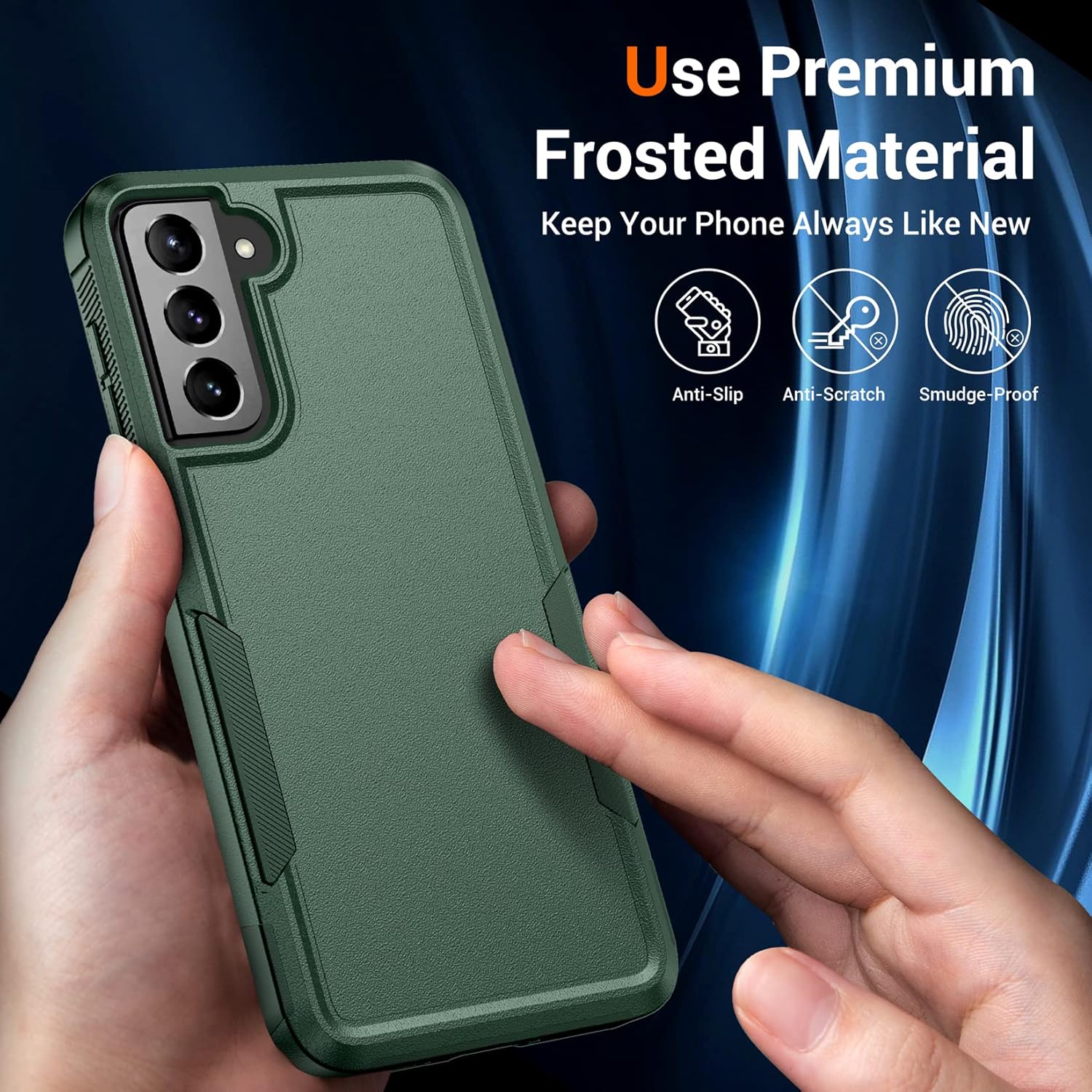 SPIDERCASE Funda para Samsung Galaxy S21, protección contra caídas de grado militar de 10 pies 2 protectores de pantalla de vidrio templado + 2
