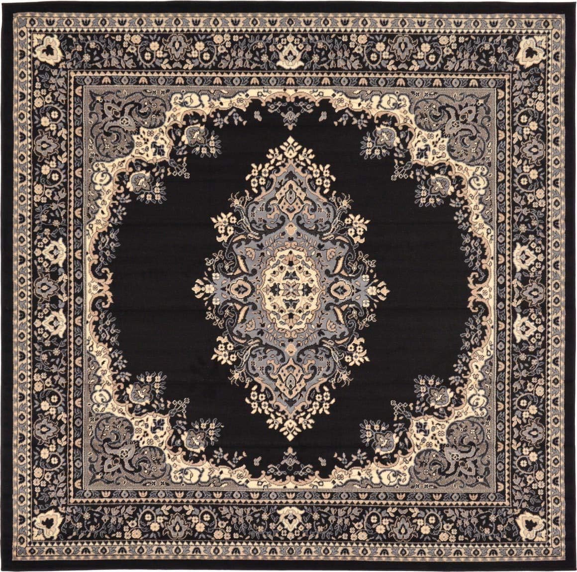 Unique Loom Reza Collection- Alfombra, Polipropileno, Negro