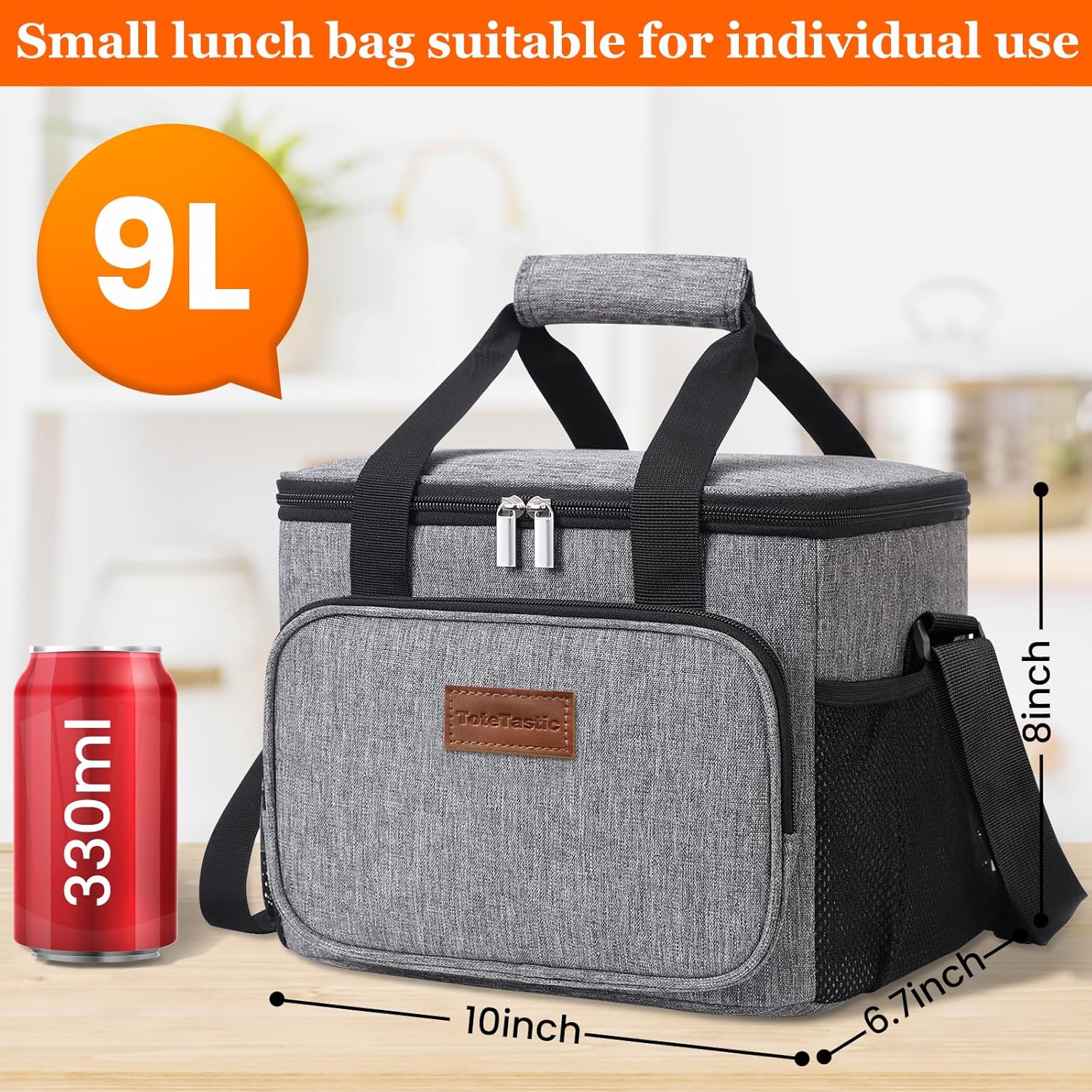 ToteTastic Lonchera reutilizable aislada para mujereshombres, bolsa de almuerzo a prueba de fugas con correa ajustable para el hombro, bolsillo