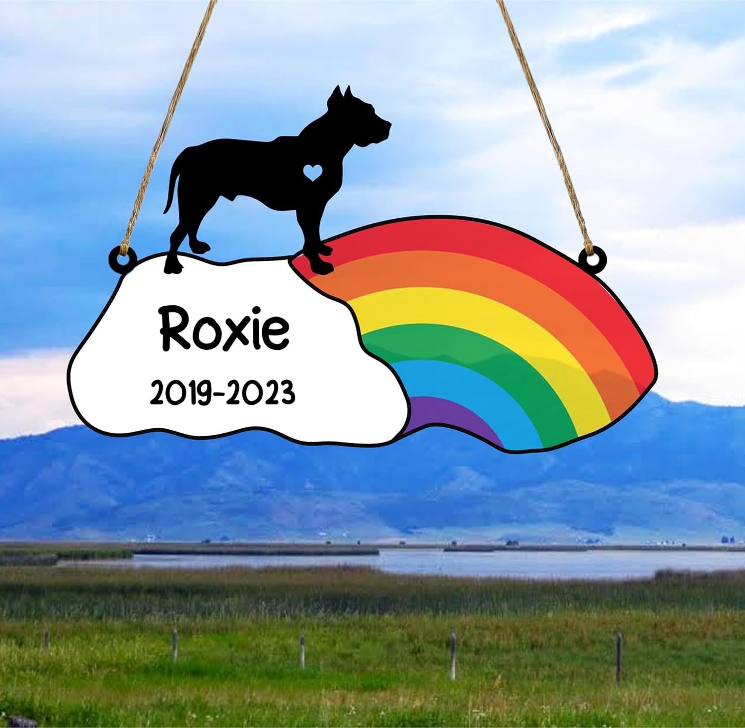 LOVELYPOD Rainbow Bridge – Regalos conmemorativos para mascotas, regalos conmemorativos para perros Pit Bull por pérdida de Pit Bull, regalo de